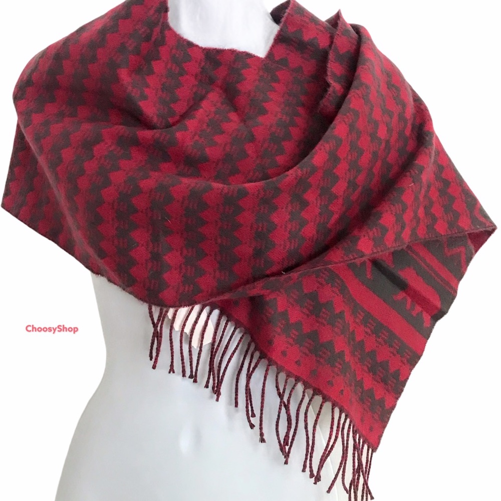 Better Than Cashmere Scarf Wrap Red Green Bear NWT